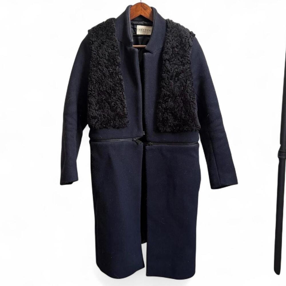 Sandro Paris Women’s Sz 36 Shearling Wool Preppy Luxury Boho Pea Coat